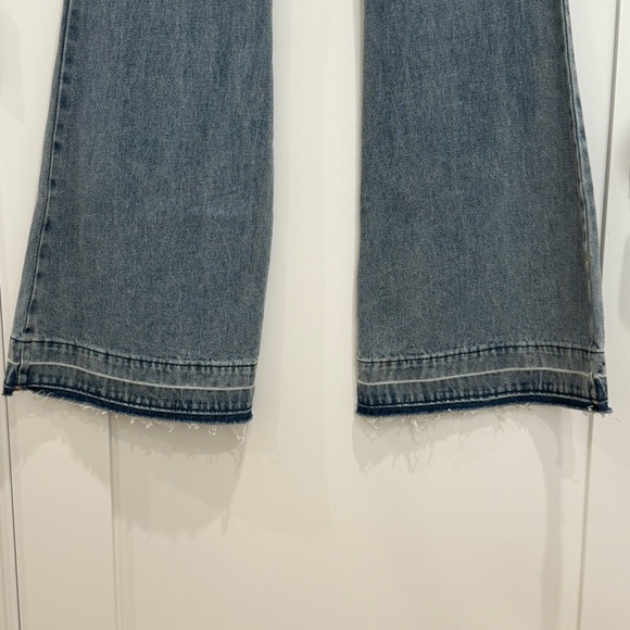 Love Shack Fancy Kala Flare Jeans High Rise Bow Detail Montauk Blue Size 25 New - Picture 10 of 15